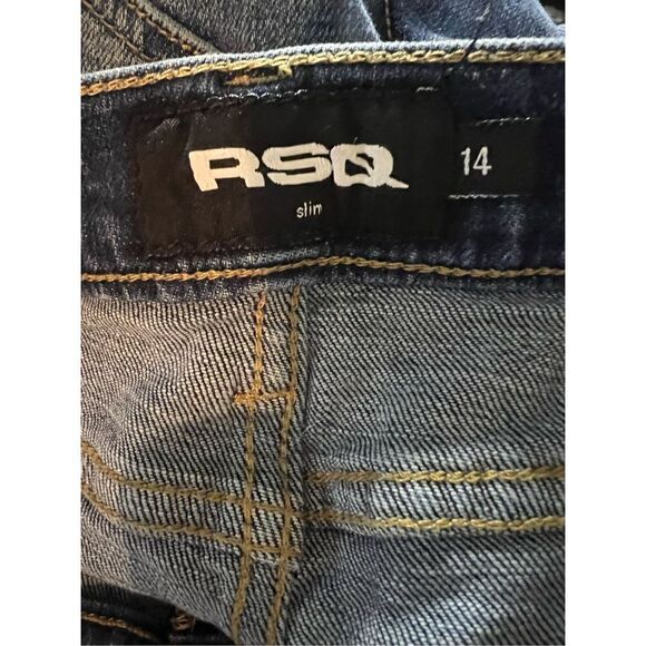 RSQ Kids Blue Five Pocket Style Distressed Slim Fit Jeans Size 14 NWOT - Picture 5 of 6